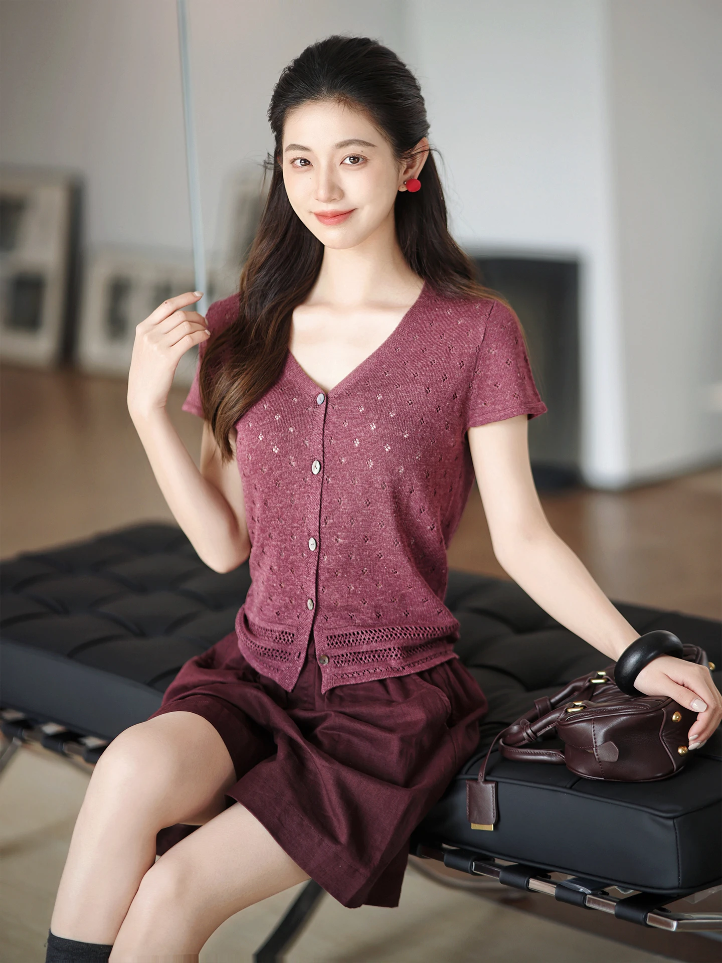 Linen Knitted Cherry Brandy Design Open Cardigan Embroidered Patchwork Lace Trim Long Sleeve Button up Women's Knitwear
Linen Knitted Cherry Brandy Design Open Cardigan Embroidered Patchwork Lace Trim Long Sleeve Button up Women's Knitwear