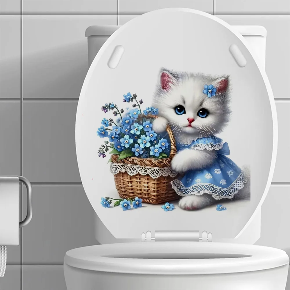 Cute White Cat With Little Blue Flowers Self-Adhesive Stickers, Bedroom Entryway Living Room Porch Home Decoration Wall Stickers
Cute White Cat With Little Blue Flowers Self-Adhesive Stickers, Bedroom Entryway Living Room Porch Home Decoration Wall Stickers