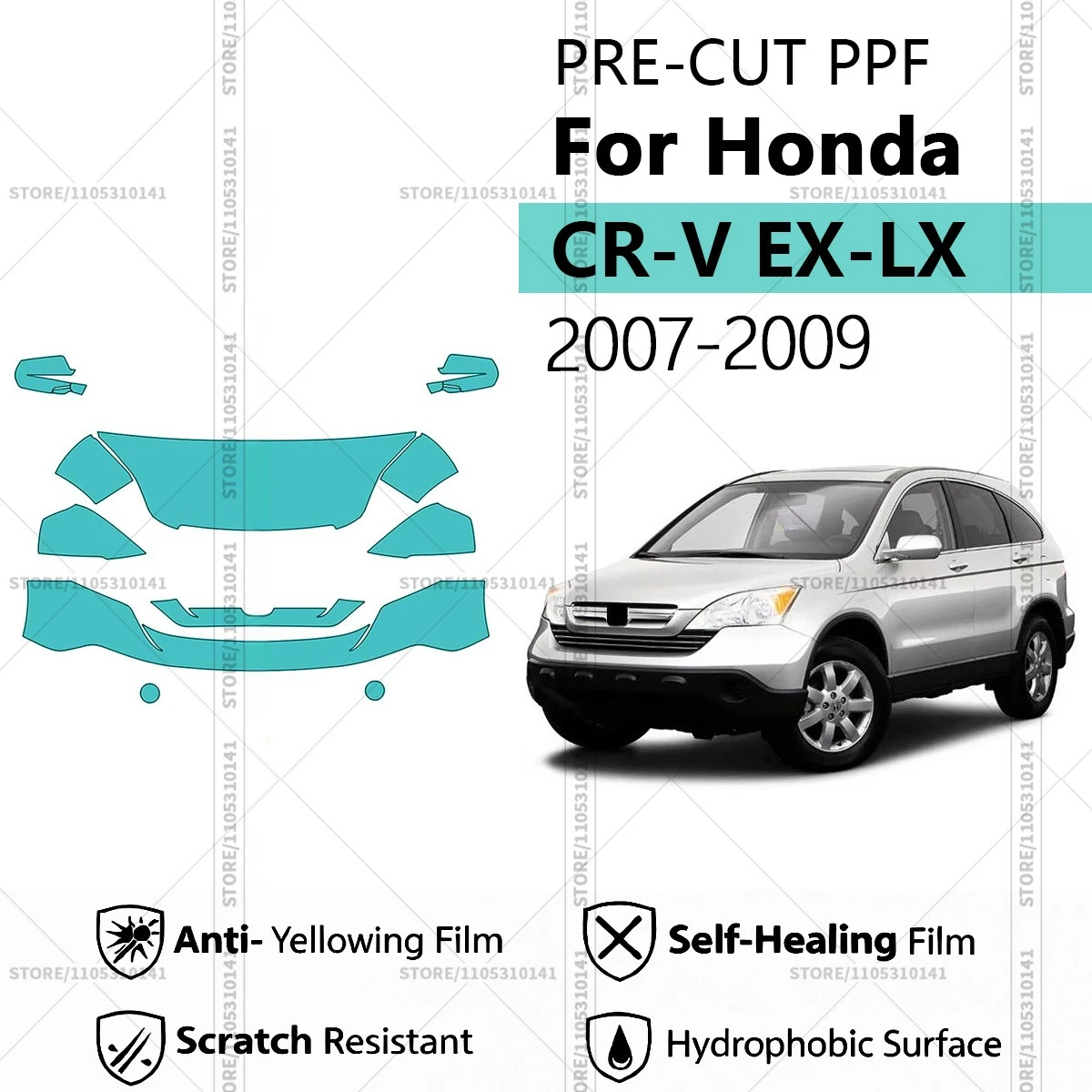 Предварительно нарезанная защитная пленка PPF, прозрачная автомобильная пленка, профессиональный комплект PPF для передней части автомобиля Honda CR-V EX-LX 2007-2009
Предварительно нарезанная защитная пленка PPF, прозрачная автомобильная пленка, профессиональный комплект PPF для передней части автомобиля Honda CR-V EX-LX 2007-2009