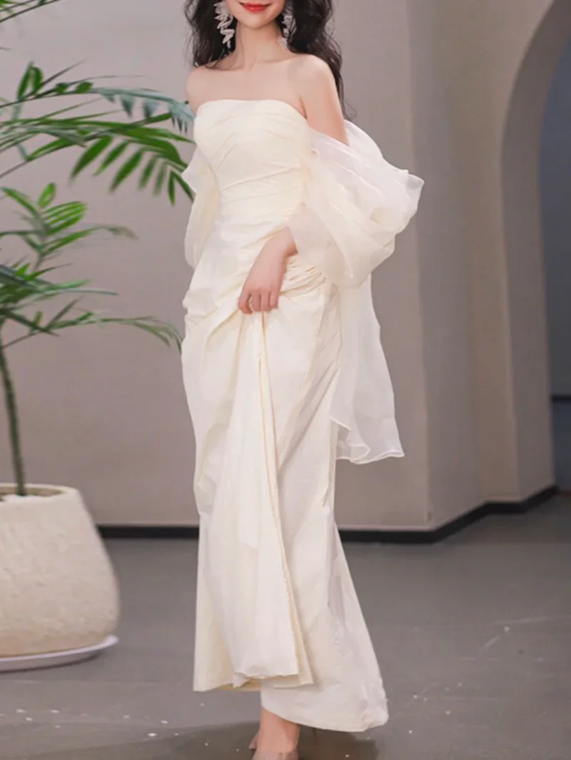 Sexy Strapless Lace Wedding Dress Sleeveless Classic Lace Up Bridal Dress Simple Ruched Backless Wedding Dress Short New 2024
Sexy Strapless Lace Wedding Dress Sleeveless Classic Lace Up Bridal Dress Simple Ruched Backless Wedding Dress Short New 2024
