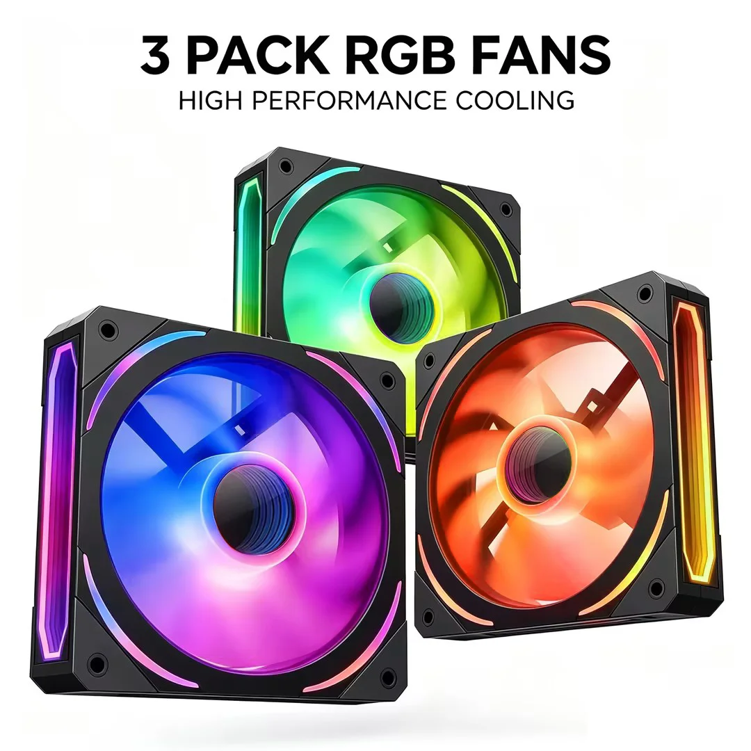 3 Packs ARGB 120mm Computer Case Fan with Infinity Mirror – Standard Fan Blade, 4-Pin PWM Speed Control, 5V 3-Pin ARGB Lighting
3 Packs ARGB 120mm Computer Case Fan with Infinity Mirror – Standard Fan Blade, 4-Pin PWM Speed Control, 5V 3-Pin ARGB Lighting