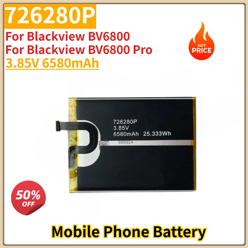 726280P High Quality Phone Battery 3.85V 6580mAh for Blackview BV6800 / BV6800 Pro Brand New Replacement Battery
726280P High Quality Phone Battery 3.85V 6580mAh for Blackview BV6800 / BV6800 Pro Brand New Replacement Battery