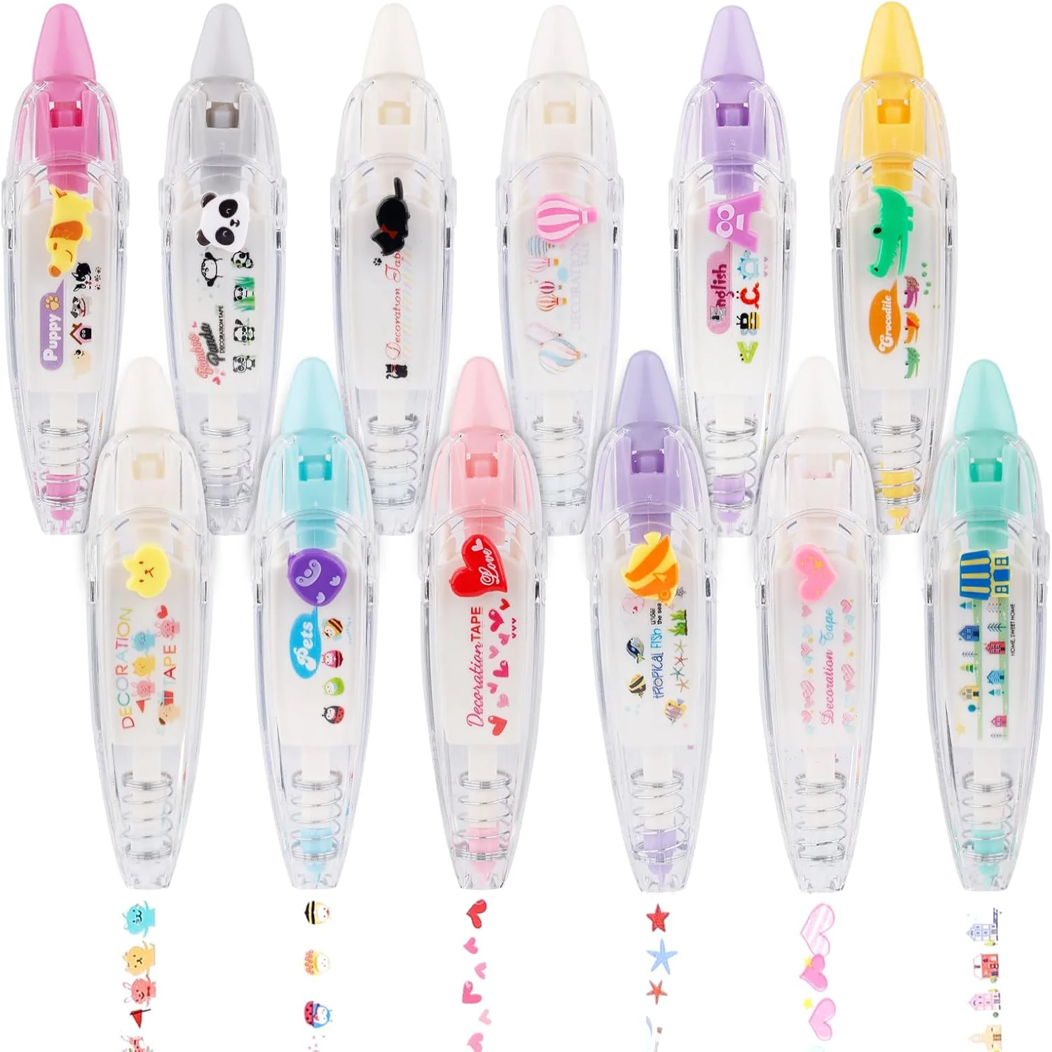 12pcs Decorative Tape Pen, Cute Tape Pen Press Type Decorative Pen Correction Tape Pen Animal White Out Tape Tape Roller Pen for
12pcs Decorative Tape Pen, Cute Tape Pen Press Type Decorative Pen Correction Tape Pen Animal White Out Tape Tape Roller Pen for