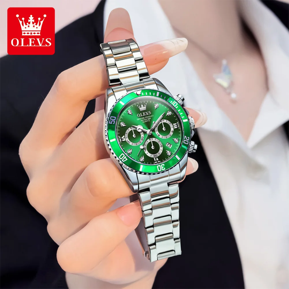 OLEVS Original Brand Women's Watches Classic Three Eyed Dial Date Luminous Chronograph Stainless Steel Waterproof Quartz Watch
OLEVS Original Brand Women's Watches Classic Three Eyed Dial Date Luminous Chronograph Stainless Steel Waterproof Quartz Watch