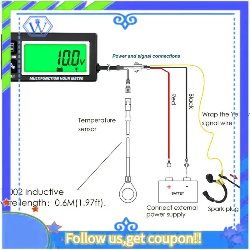 M46K-LCD Digital Hourmeter Tachometer Replaceable Clock For Motorcycle ATV Marine Boat Gasoline Engines
M46K-LCD Digital Hourmeter Tachometer Replaceable Clock For Motorcycle ATV Marine Boat Gasoline Engines