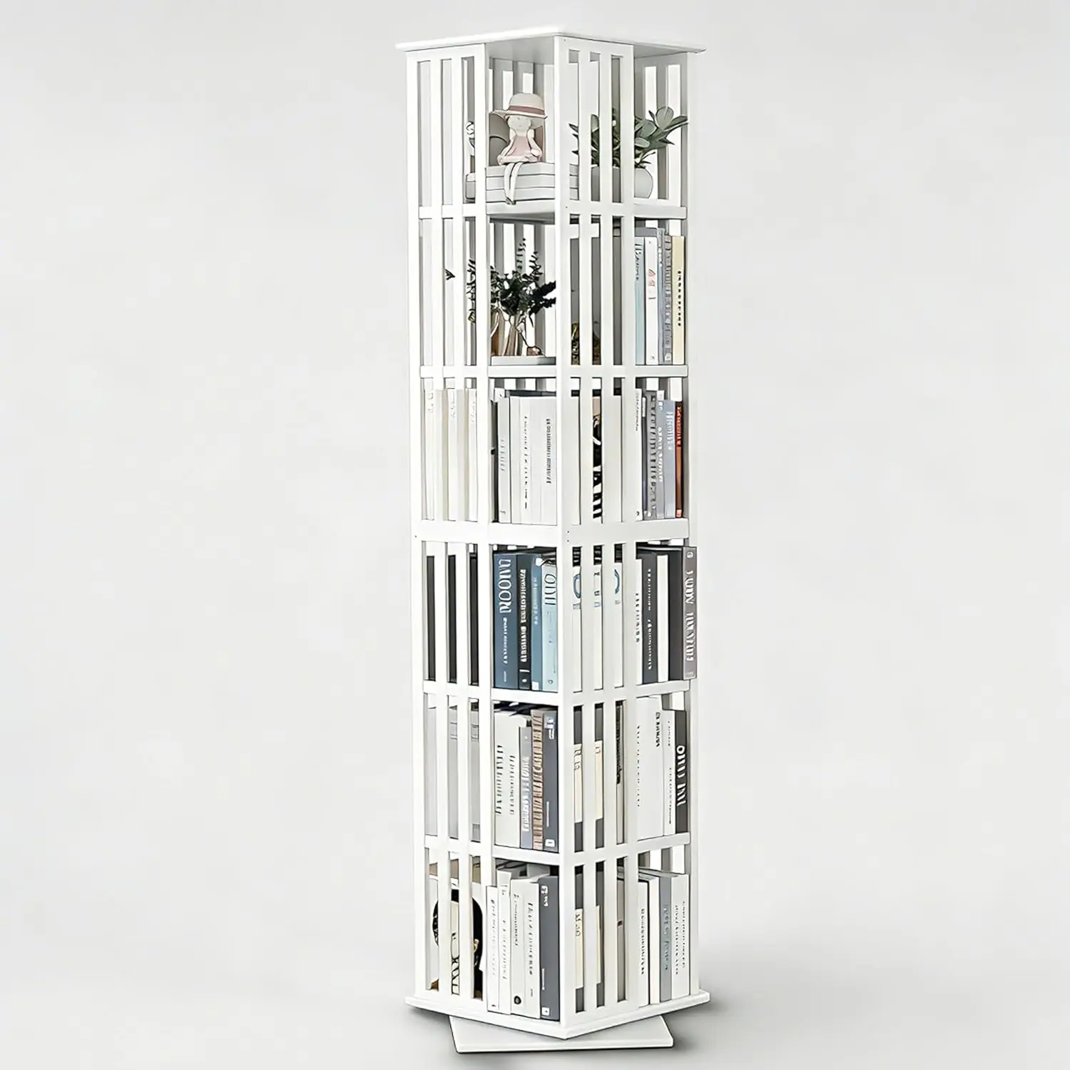 6 Tier 360° Bamboo Rotating Bookshelf Space Saving Revolving Bookcase White for Living Room Bedroom Office, Customized
6 Tier 360° Bamboo Rotating Bookshelf Space Saving Revolving Bookcase White for Living Room Bedroom Office, Customized