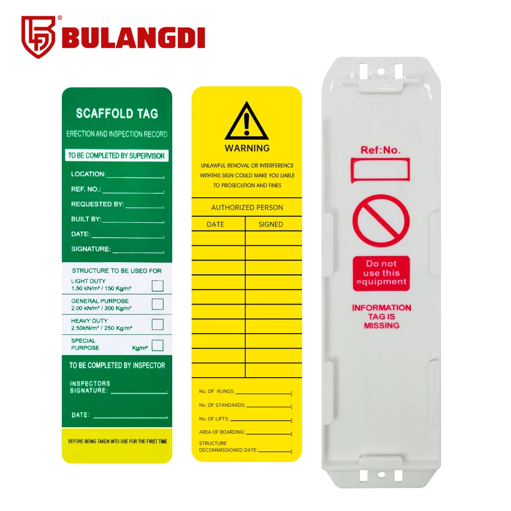 BULANGDI Scaffold Listing Industrial Listing PP material kit includes base label ties and mark pen
BULANGDI Scaffold Listing Industrial Listing PP material kit includes base label ties and mark pen