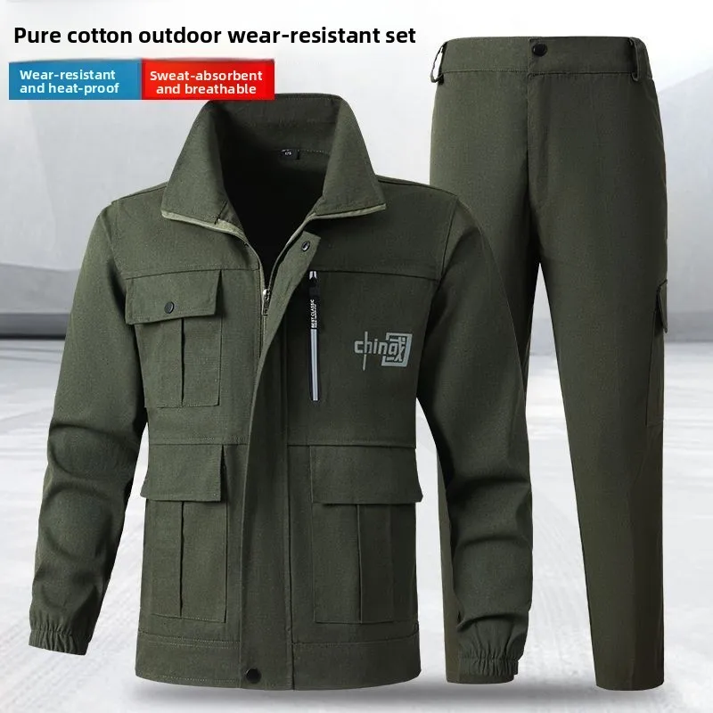 Thiened Pure Cotton Work orm Set for Men And Women Anti-Heat Welding Wear Resistant Labor Protection Workwear
Thiened Pure Cotton Work orm Set for Men And Women Anti-Heat Welding Wear Resistant Labor Protection Workwear
