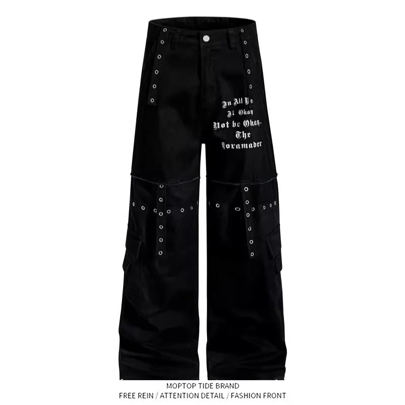 American High Street Punk Design Collision Nail Work Pants Loose Straight Leg Lightweight Subculture Long Trousers for Men
American High Street Punk Design Collision Nail Work Pants Loose Straight Leg Lightweight Subculture Long Trousers for Men