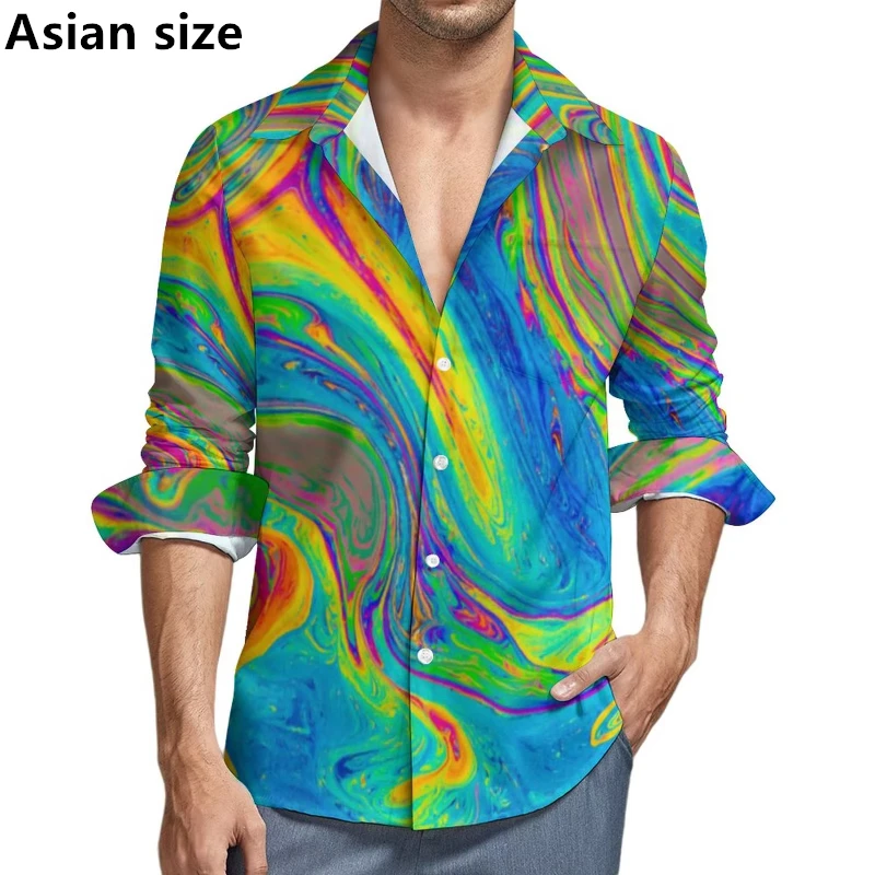 Рубашка с 3D принтом тай-дай, красочные мужские рубашки с длинными рукавами, весенне-осенние повседневные мужские элегантные блузки, одежда унисекс Y2k
Рубашка с 3D принтом тай-дай, красочные мужские рубашки с длинными рукавами, весенне-осенние повседневные мужские элегантные блузки, одежда унисекс Y2k