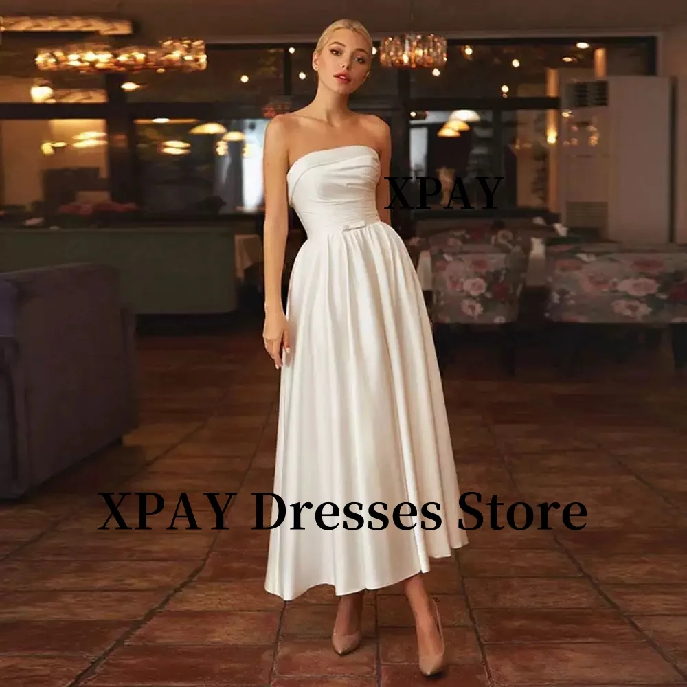 XPAY Simple Strapless A Line Wedding Party Dresses Ankle Length Sleeveless Backless Bride Gowns Plus Size Beach Mariage Customiz
XPAY Simple Strapless A Line Wedding Party Dresses Ankle Length Sleeveless Backless Bride Gowns Plus Size Beach Mariage Customiz