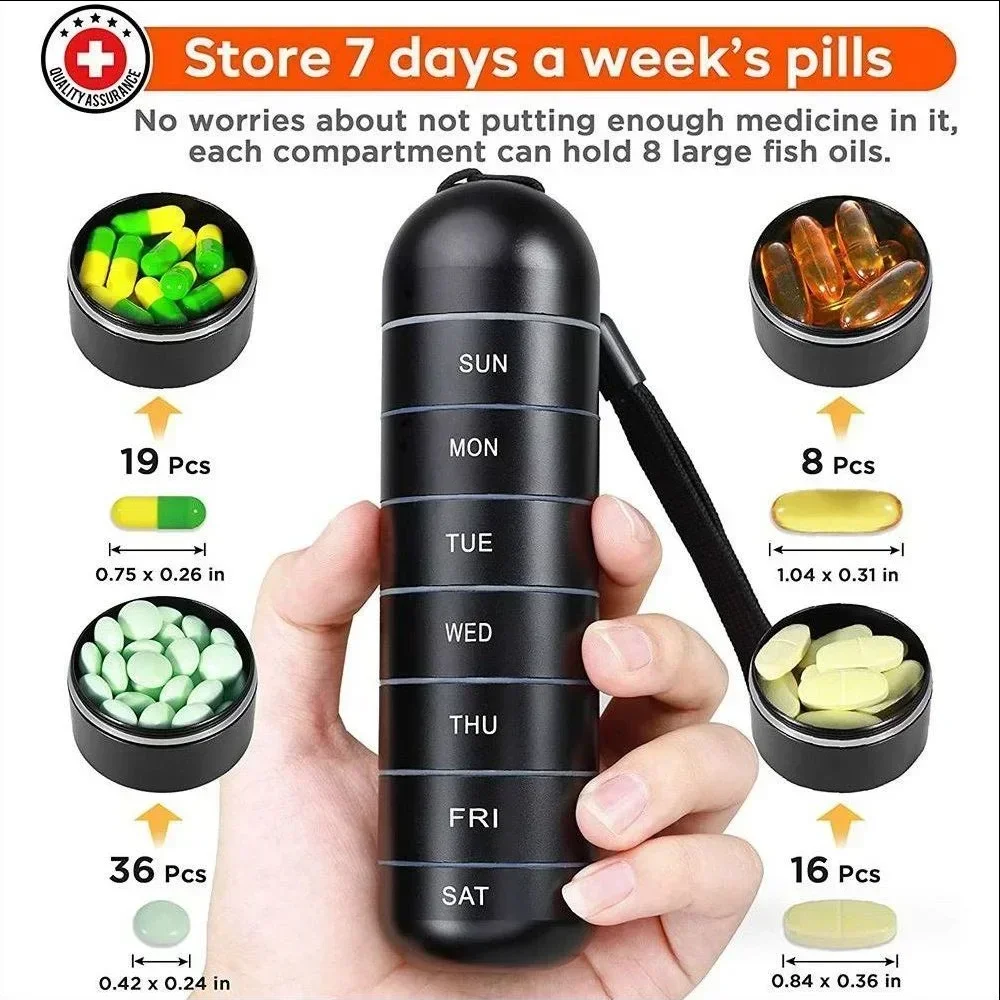 Новый портативный чехол для таблеток для путешествий, металлический органайзер для таблеток, водонепроницаемая коробка для таблеток, контейнер, органайзер для бутылок с лекарствами, еженедельно
Новый портативный чехол для таблеток для путешествий, металлический органайзер для таблеток, водонепроницаемая коробка для таблеток, контейнер, органайзер для бутылок с лекарствами, еженедельно