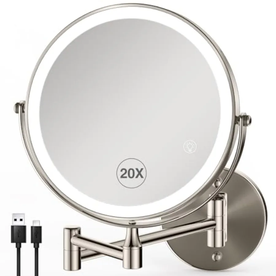 8.5 Inch Magnifying Mirror with Lights, Wall Mounted Makeup Mirror, Dual-Sided 1X/20X, Bright LED Lighting, Space-Saving Design
8.5 Inch Magnifying Mirror with Lights, Wall Mounted Makeup Mirror, Dual-Sided 1X/20X, Bright LED Lighting, Space-Saving Design