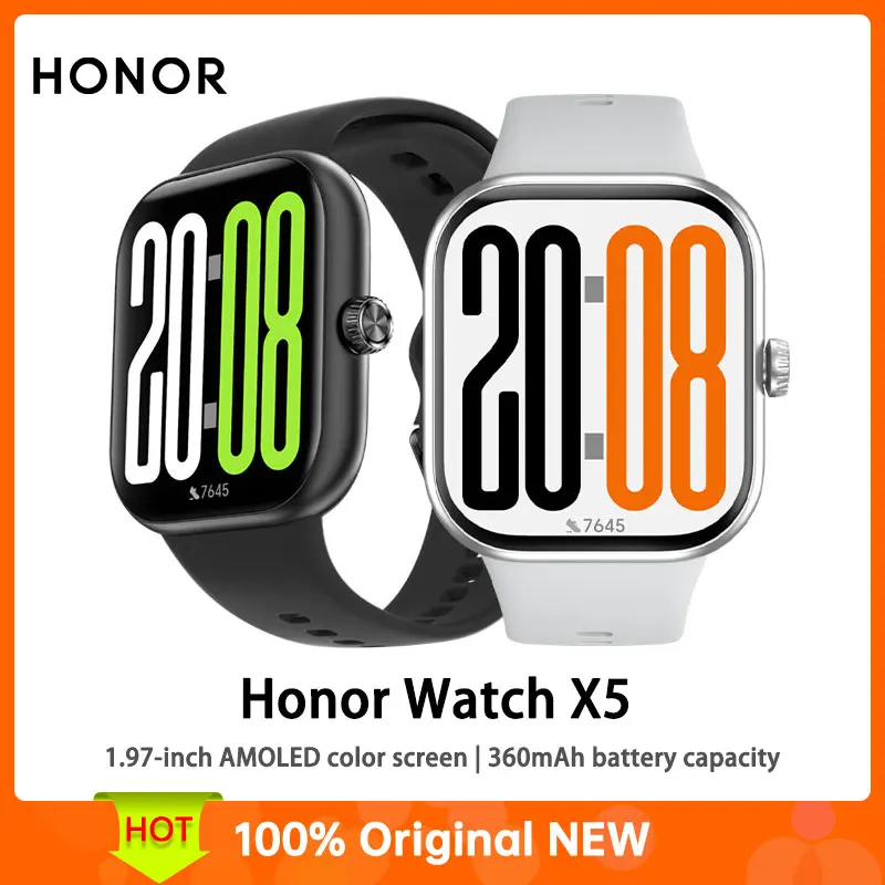 Умные часы Honor Watch X5, 1,97-дюймовый цветной квадрат AMOLED, аккумулятор емкостью 360 мАч 
Умные часы Honor Watch X5, 1,97-дюймовый цветной квадрат AMOLED, аккумулятор емкостью 360 мАч