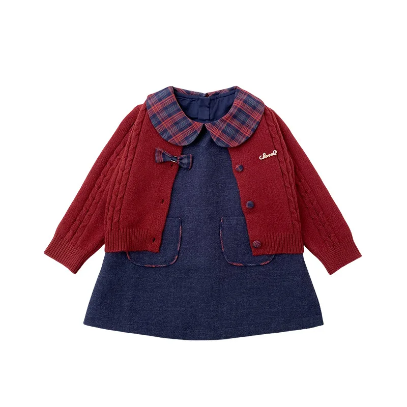 Sweet Girls Dress Set Peter Pan Collar Sleeveless Vest Dress+Bow Red Knitted Cardigan 2Pcs Set Spring Autumn Cute Girl Outfit
Sweet Girls Dress Set Peter Pan Collar Sleeveless Vest Dress+Bow Red Knitted Cardigan 2Pcs Set Spring Autumn Cute Girl Outfit