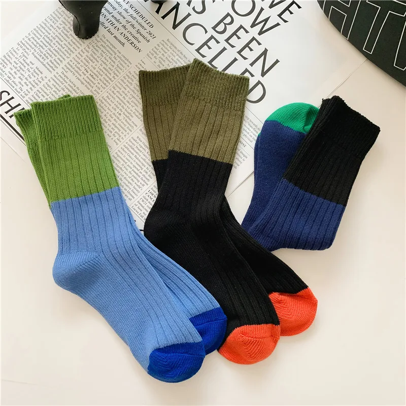 3 pairs of color blocked thick thread casual socks for men autumn winter thick retro solid color mid tube cotton socks
3 pairs of color blocked thick thread casual socks for men autumn winter thick retro solid color mid tube cotton socks