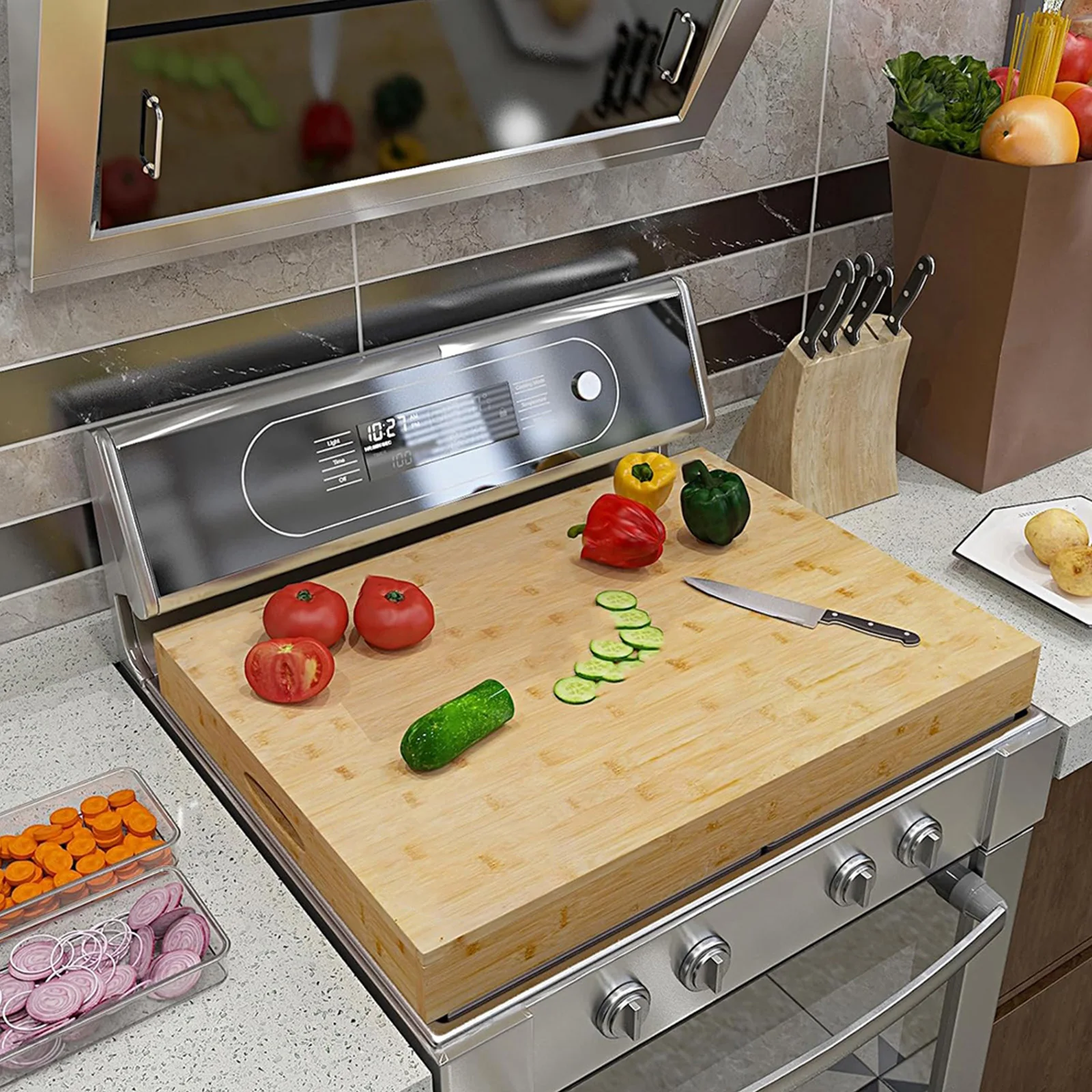 Bamboo Stove Top Cover and Cutting Board Multi-Purpose Kitchen Sink Cover Space-Saving Counter Space Top Covers for Gas Stovetop
Bamboo Stove Top Cover and Cutting Board Multi-Purpose Kitchen Sink Cover Space-Saving Counter Space Top Covers for Gas Stovetop