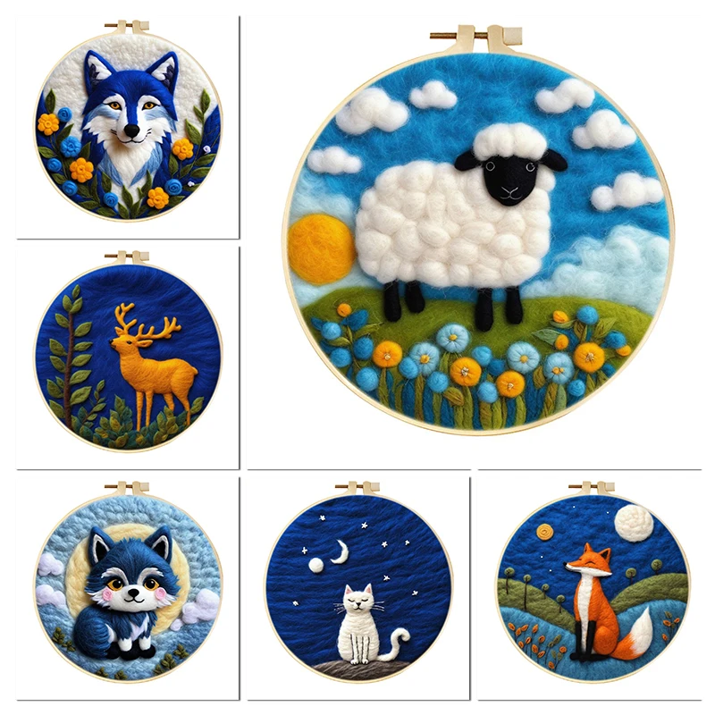 GATYZTORY DIY Wool Felting Painting With Embroidery Wolf Fox Sheep Creative Frame Wool Needle Felt Picture Kits for Home Decor
GATYZTORY DIY Wool Felting Painting With Embroidery Wolf Fox Sheep Creative Frame Wool Needle Felt Picture Kits for Home Decor