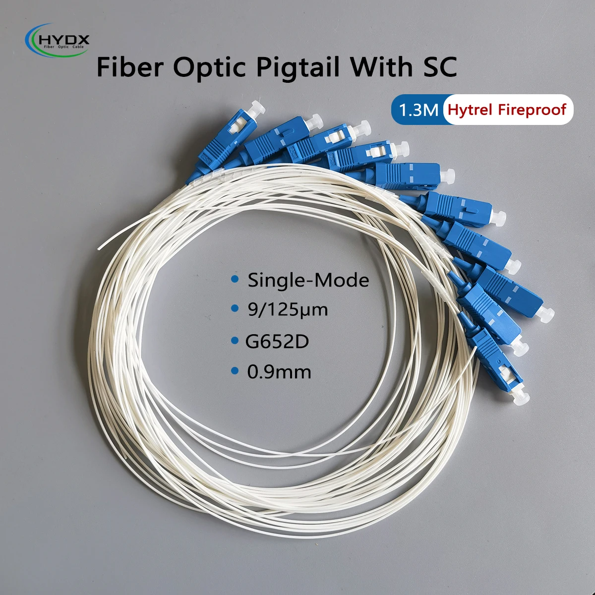 10pcs Fiber Pigtail 1.3M Single-Mode Indoor FTTH Length SC/UPC Connector 9/125μm G652D 0.9mm Tight Buffer Fiber Optic Cable
10pcs Fiber Pigtail 1.3M Single-Mode Indoor FTTH Length SC/UPC Connector 9/125μm G652D 0.9mm Tight Buffer Fiber Optic Cable