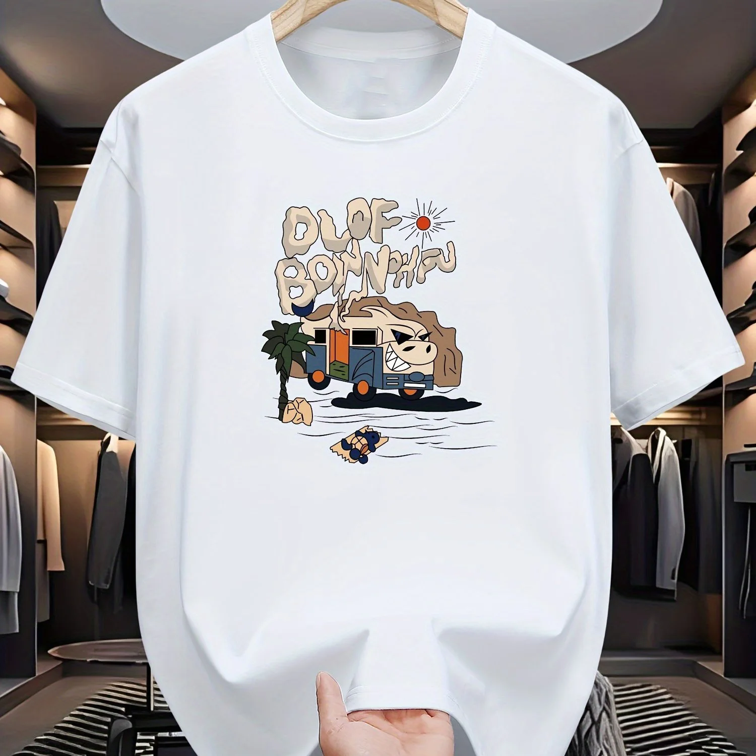 Men's 100% pure cotton summer loose size cartoon pattern printed casual and comfortable round neck short sleeved T-shirt top
Men's 100% pure cotton summer loose size cartoon pattern printed casual and comfortable round neck short sleeved T-shirt top