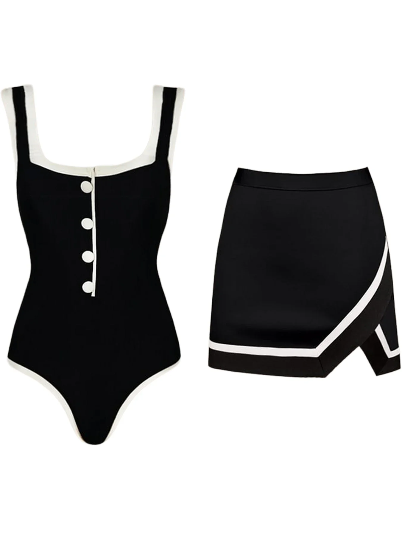 2025 New Black And White One Piece Swimsuit And Beach Skirt Women Buttons Swimwear Female Bathing Suit Beachwear Swimming Suit
2025 New Black And White One Piece Swimsuit And Beach Skirt Women Buttons Swimwear Female Bathing Suit Beachwear Swimming Suit