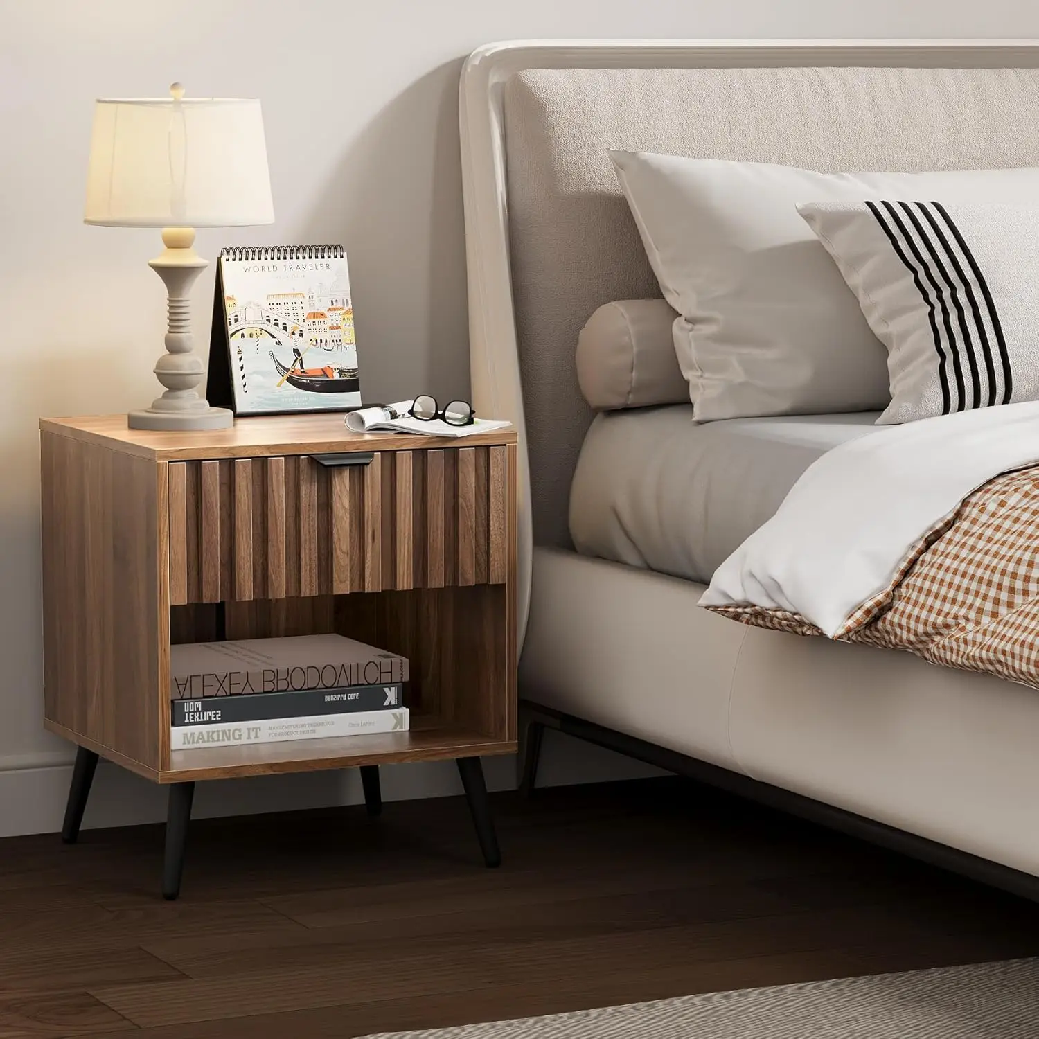 Nightstands, Walnut Fluted Night Stand, Mid Century Modern Nightstand, Bedside Table with Seamless Slatted Drawer, End Tables Be
Nightstands, Walnut Fluted Night Stand, Mid Century Modern Nightstand, Bedside Table with Seamless Slatted Drawer, End Tables Be