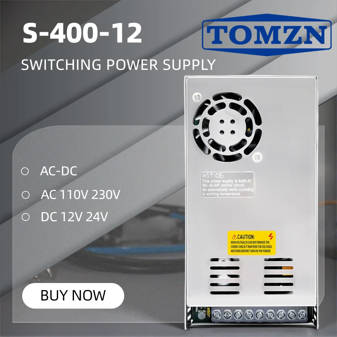 TOMZN S-400W Switching Power Supply AC 110V/220V to DC 12V 33A 24V 17A Industrial SMPS Enclosed Transformer for 3D Printer LED
TOMZN S-400W Switching Power Supply AC 110V/220V to DC 12V 33A 24V 17A Industrial SMPS Enclosed Transformer for 3D Printer LED