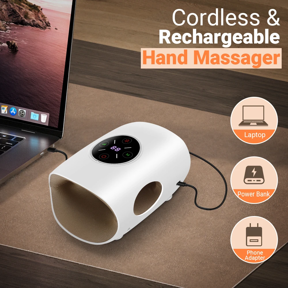 White Rechargeable Hand Massager Air Pressure Intelligent Hot Compress Graphene Heating Electric Airbag Hand Massage Device
White Rechargeable Hand Massager Air Pressure Intelligent Hot Compress Graphene Heating Electric Airbag Hand Massage Device