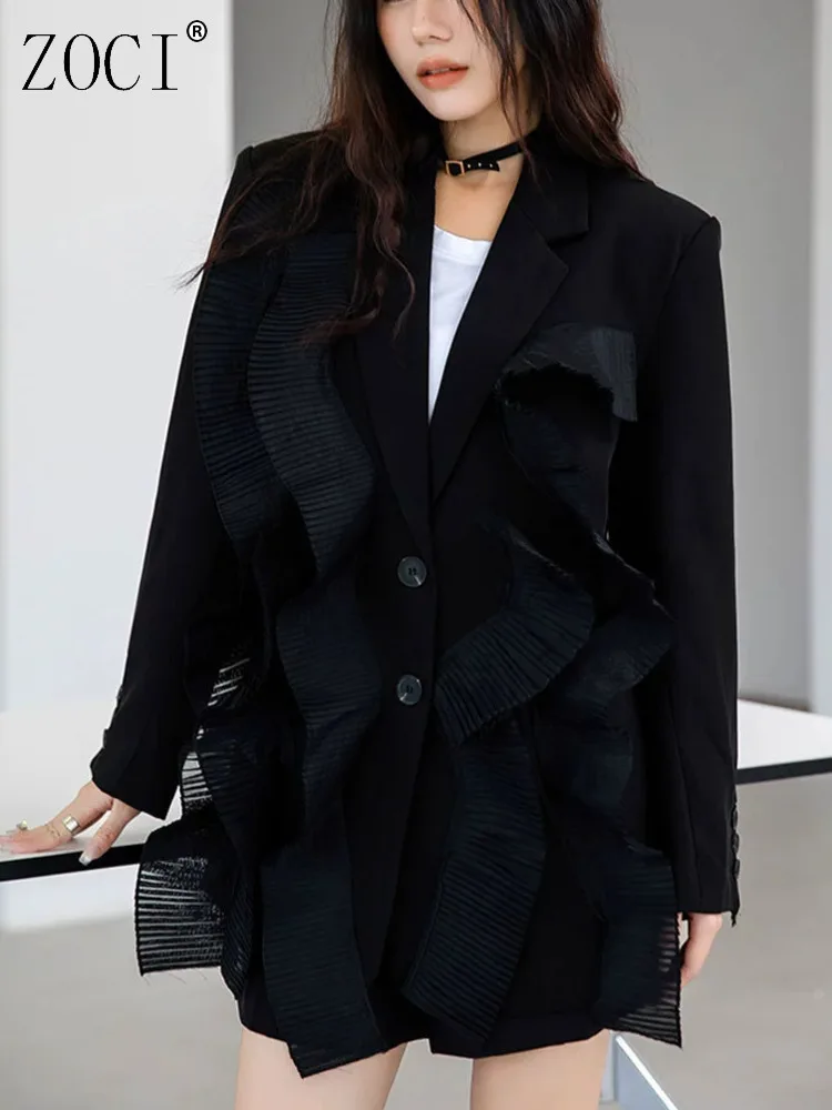 ZOCI Spliced Women's Blazer Solid Color Pleated Suit Jackets Single Breasted Coats For Female Unique Design 2025 Spring New
ZOCI Spliced Women's Blazer Solid Color Pleated Suit Jackets Single Breasted Coats For Female Unique Design 2025 Spring New