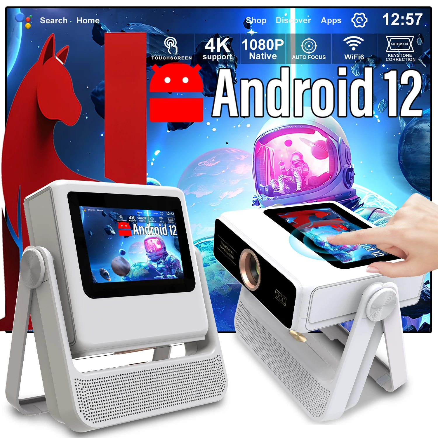 7 Inch Portable Projector Touch Screen 4K Auto Keystone Ceiling Mount iOS Android Sync Presentation
7 Inch Portable Projector Touch Screen 4K Auto Keystone Ceiling Mount iOS Android Sync Presentation