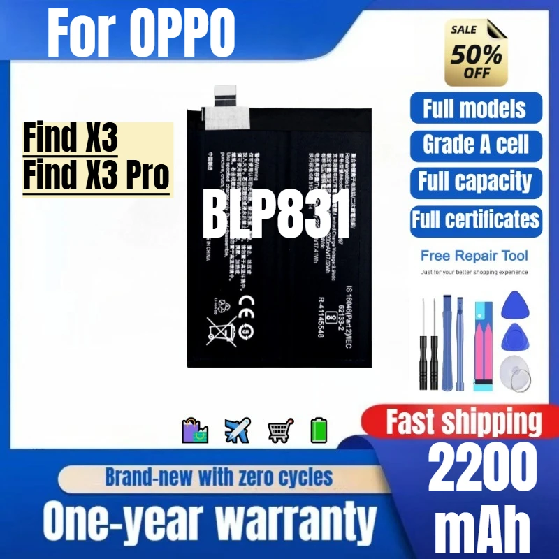 BLP831 for OPPO Find X3/Find X3 Pro Mobile Phone Battery High Quality High Capacity Replacement Bateria Grade A Cell with Tools
BLP831 for OPPO Find X3/Find X3 Pro Mobile Phone Battery High Quality High Capacity Replacement Bateria Grade A Cell with Tools
