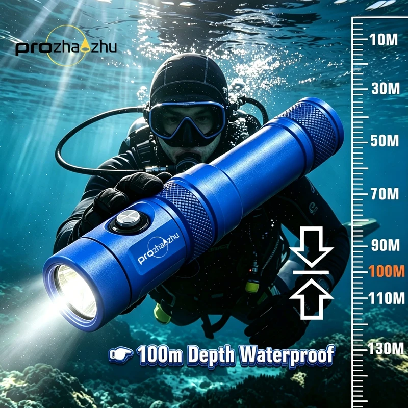 PROZHAOZHU DL-B50 Blue LED Diving Flashlight 2500LM IP68 100M Deep Underwater Waterproof USB-C Rechargeable Dive Torch
PROZHAOZHU DL-B50 Blue LED Diving Flashlight 2500LM IP68 100M Deep Underwater Waterproof USB-C Rechargeable Dive Torch
