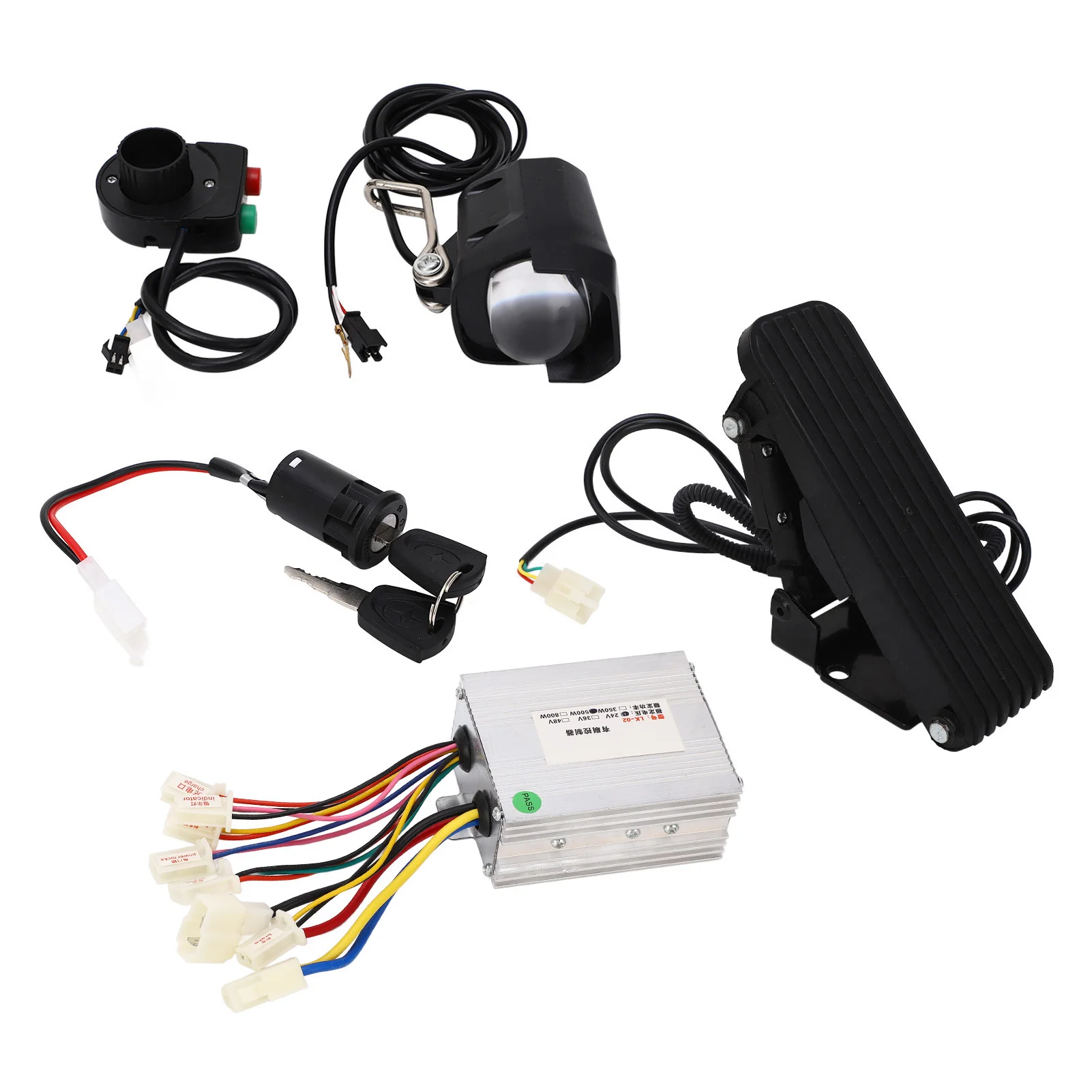 24V 500W Brushed Controller Kit with Pedal Accelerator and Front Lamp for Electric Bikes and Tricycles - Stable Performance
24V 500W Brushed Controller Kit with Pedal Accelerator and Front Lamp for Electric Bikes and Tricycles - Stable Performance