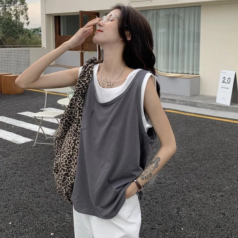Loose Fit Summer Svel Vest Men's Base Layer Top Couple's Fake Two-Piece T-irt Breathable Polyester Fiber ort Sve
Loose Fit Summer Svel Vest Men's Base Layer Top Couple's Fake Two-Piece T-irt Breathable Polyester Fiber ort Sve