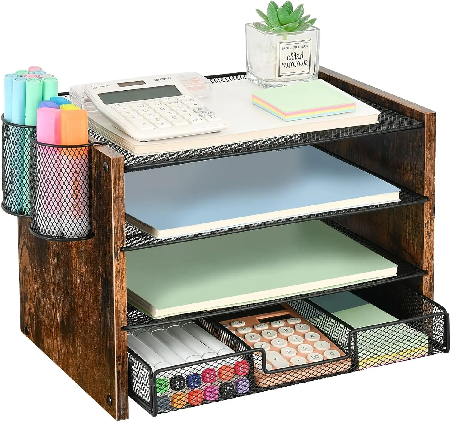 Desk Organizer and Accessories, 4-Tier Paper Letter Tray File Organizer with Drawer&2Pen Holder, Office Desk Accessories
Desk Organizer and Accessories, 4-Tier Paper Letter Tray File Organizer with Drawer&2Pen Holder, Office Desk Accessories