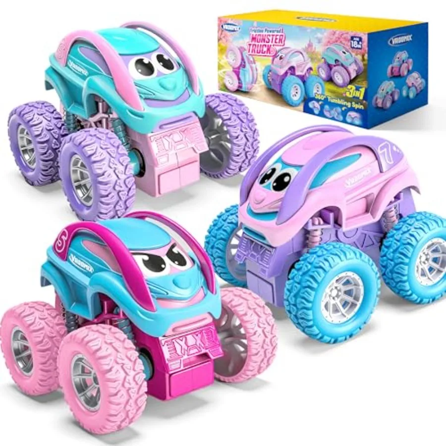 Jova 3 Pack Monster Truck Toys, Friction Powered Pull Back Car Toys with Crash, Flip and Bouncing for Toddlers Girls Age 18 Mon
Jova 3 Pack Monster Truck Toys, Friction Powered Pull Back Car Toys with Crash, Flip and Bouncing for Toddlers Girls Age 18 Mon