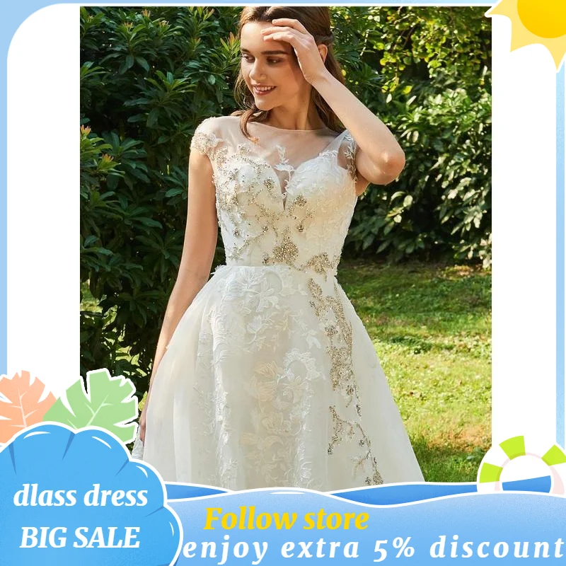 Elegant A-line Garden Wedding Dresses for Women Vintage Button Cap Sleeves Floor-Length Formal Evenning Party Bridge Ball Gowns
Elegant A-line Garden Wedding Dresses for Women Vintage Button Cap Sleeves Floor-Length Formal Evenning Party Bridge Ball Gowns