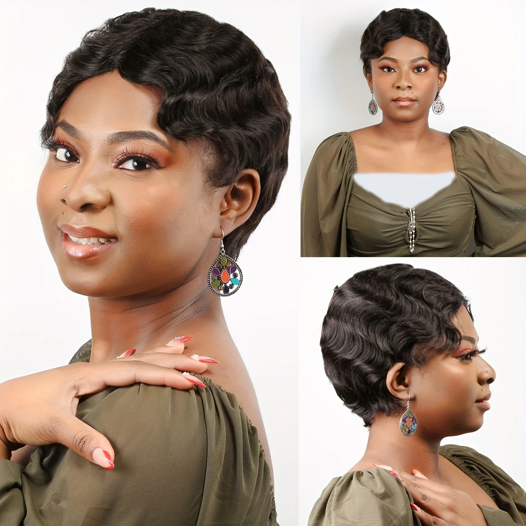 Short Human Hair Wigs Pixie Cut Finger Wave Wigs Full Machine Made Wig for Women Colored Wig
Short Human Hair Wigs Pixie Cut Finger Wave Wigs Full Machine Made Wig for Women Colored Wig
