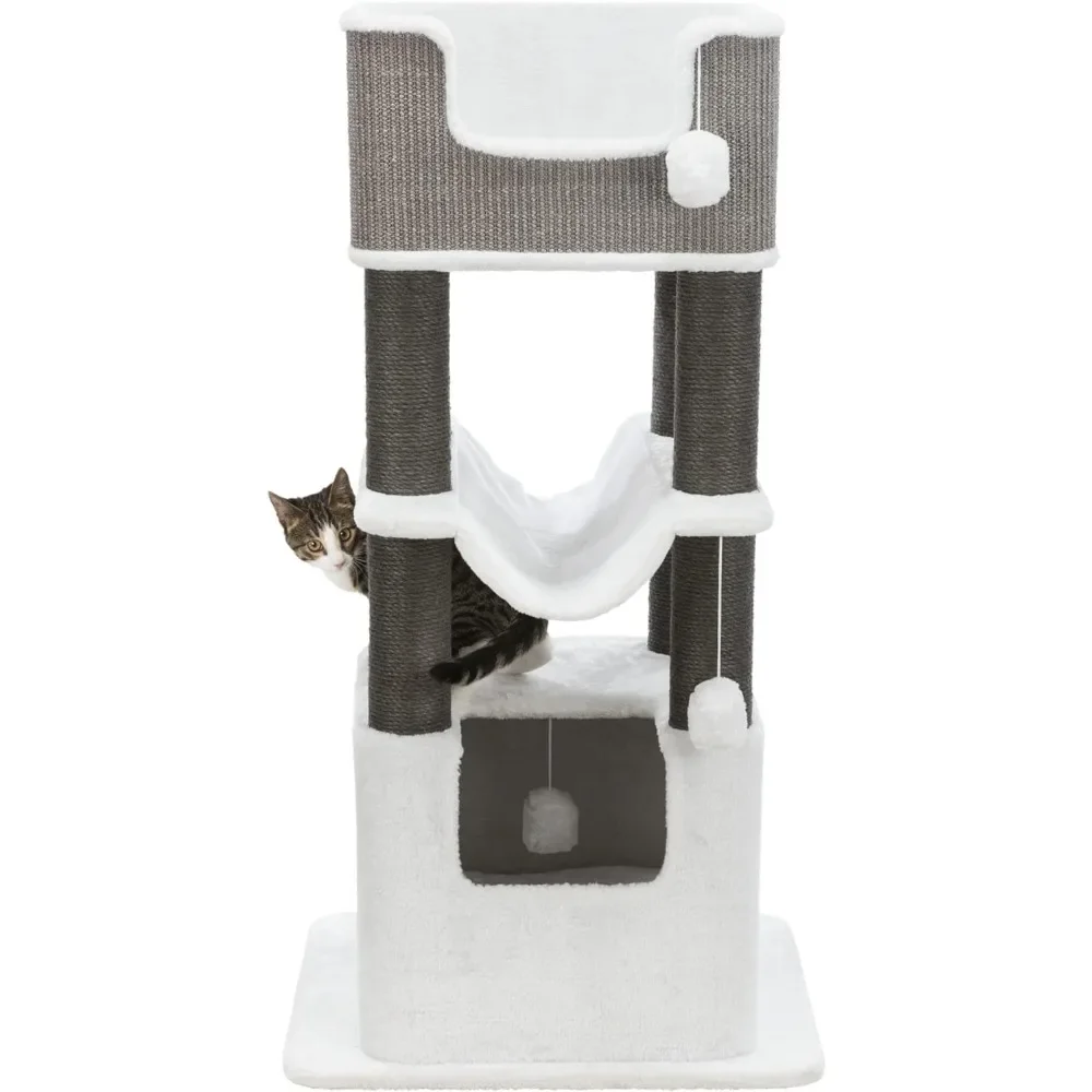 Cat Tower, with Sisal Scratching Pillars and Plush Apartments, with Cushions, Hammock Suspension Plush Toys, Cat Tree
Cat Tower, with Sisal Scratching Pillars and Plush Apartments, with Cushions, Hammock Suspension Plush Toys, Cat Tree