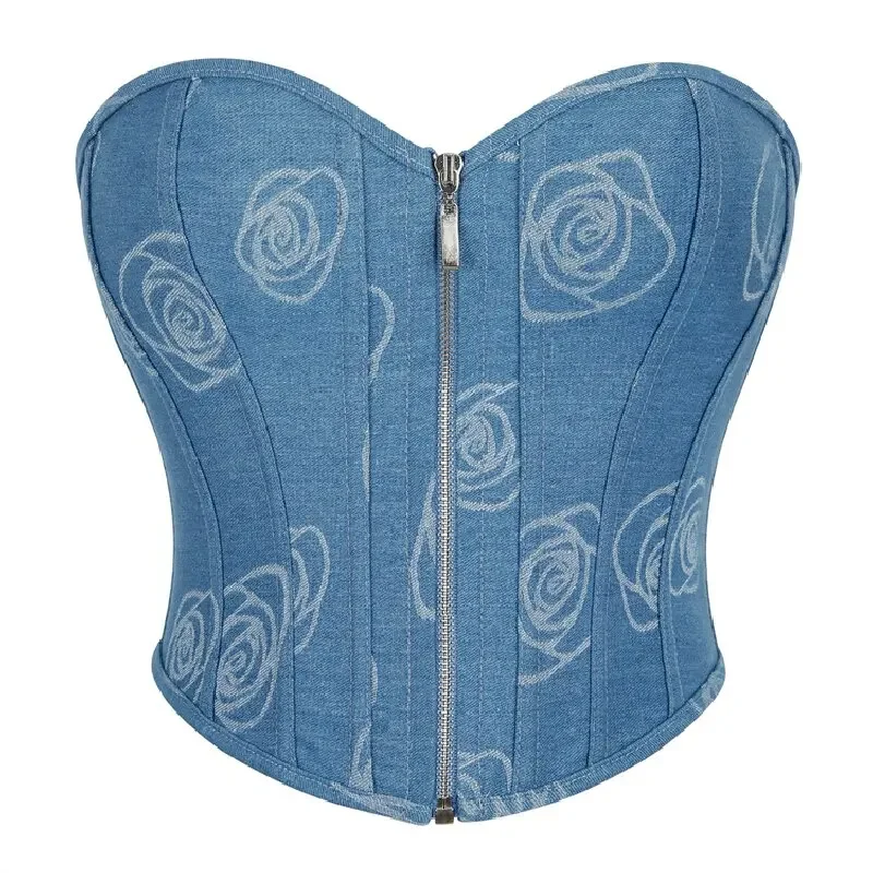New Stylish Short Cowboy Torso Waist Trainer Corset Bustier Zipper Crop Tank Top Corselet Women Blue Korset
New Stylish Short Cowboy Torso Waist Trainer Corset Bustier Zipper Crop Tank Top Corselet Women Blue Korset