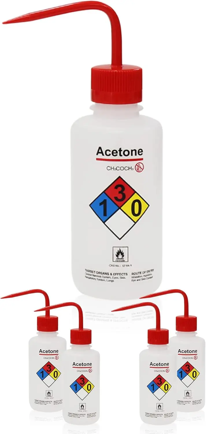 4 Pcs 500ml Acetone Wash Bottles, Self-Venting, LDPE, Narrow Mouth
4 Pcs 500ml Acetone Wash Bottles, Self-Venting, LDPE, Narrow Mouth