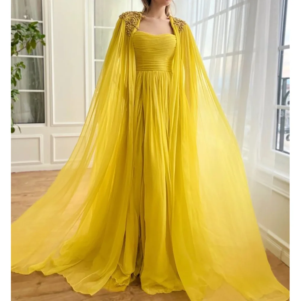 Sweetheart Sleeveless Prom Gown With Cape Tulle Floor Length A Line High Quality Evening Dress Dinner Party Skirt
Sweetheart Sleeveless Prom Gown With Cape Tulle Floor Length A Line High Quality Evening Dress Dinner Party Skirt