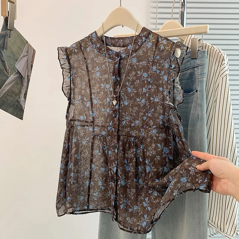Loose Lightweight Floral Shirt Women's Summer New Style Breathable Thin Material Commute Style Airy Feel Sleeveless Top
Loose Lightweight Floral Shirt Women's Summer New Style Breathable Thin Material Commute Style Airy Feel Sleeveless Top