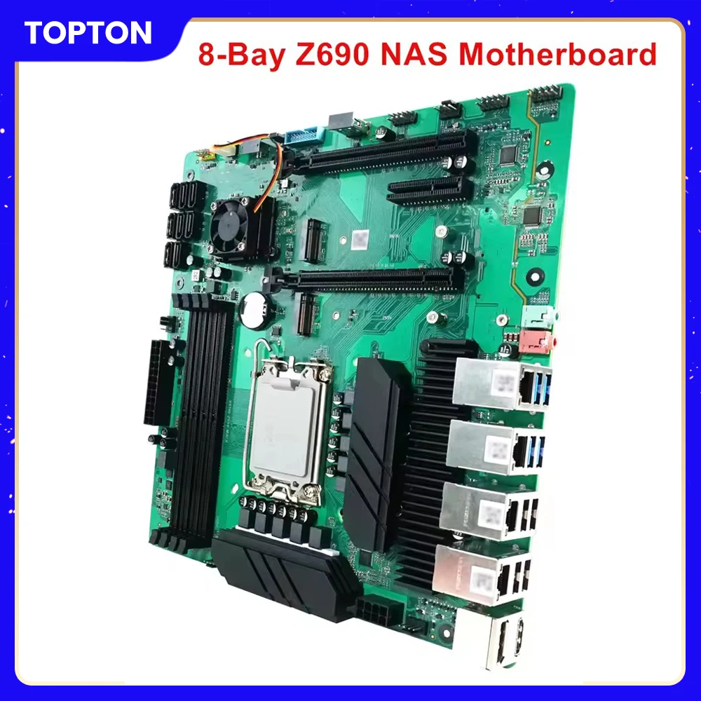 Материнская плата Topton 8-Bay Z690 NAS для процессоров Intel 12-14-го поколения LGA1700, 4*DDR4, 4*NVMe, 8*SATA, 4*2.5G LAN, 3*PCIE, форм-фактор M-ATX, для фаервола
Материнская плата Topton 8-Bay Z690 NAS для процессоров Intel 12-14-го поколения LGA1700, 4*DDR4, 4*NVMe, 8*SATA, 4*2.5G LAN, 3*PCIE, форм-фактор M-ATX, для фаервола