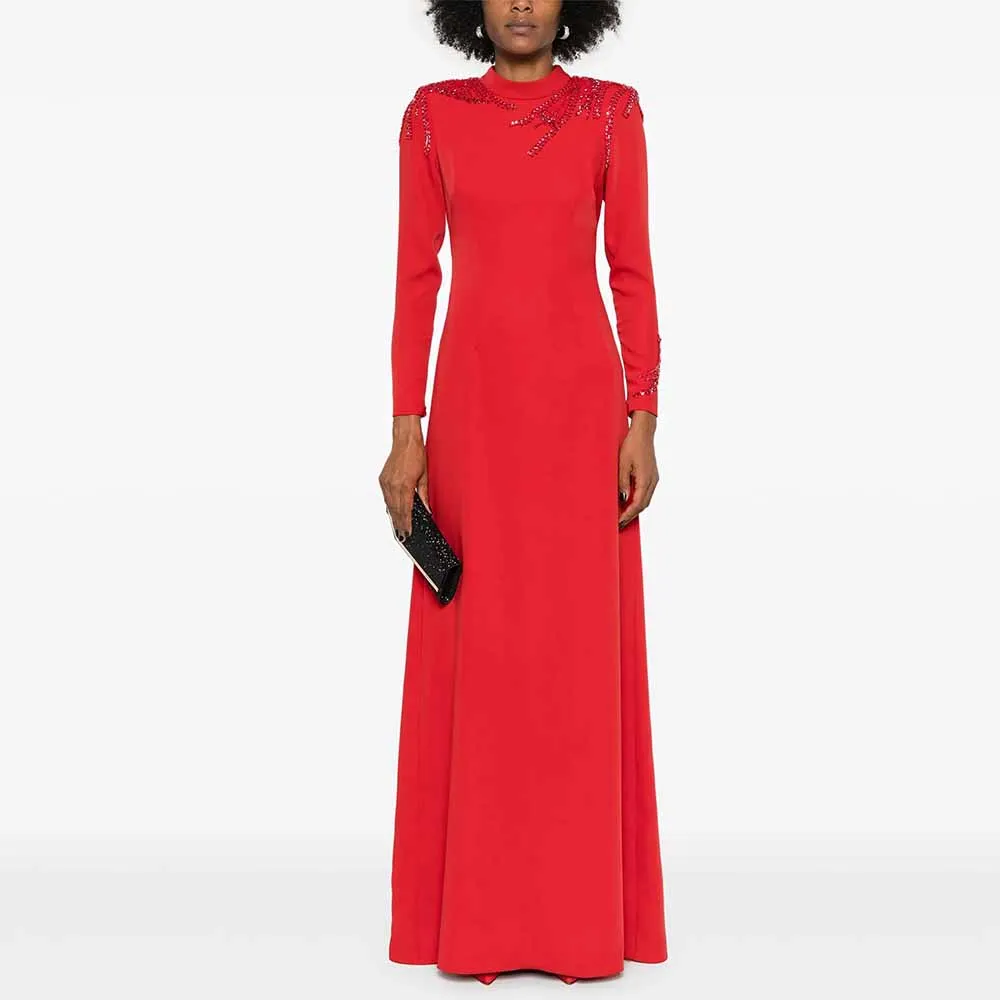Formal Bespoke Occasion Gowns Jersey A-line Evening Dress Orange High Collar Beading Sequined Prom Dress Long 2025
Formal Bespoke Occasion Gowns Jersey A-line Evening Dress Orange High Collar Beading Sequined Prom Dress Long 2025