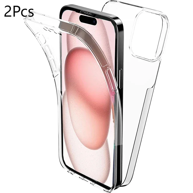 2pcs 360° Full Body Cover Phone Case For iPhone 16 15 14 13 12 11 Pro Max Mini Plus Clear Hybrid Hard Cover Silicone Soft Shell
2pcs 360° Full Body Cover Phone Case For iPhone 16 15 14 13 12 11 Pro Max Mini Plus Clear Hybrid Hard Cover Silicone Soft Shell