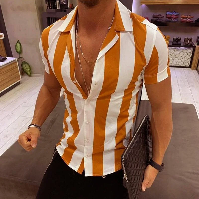 Men's Short Sleeve Striped Shirt Printed Thin Non-deformable European Style Inner Wear for Summer
Men's Short Sleeve Striped Shirt Printed Thin Non-deformable European Style Inner Wear for Summer