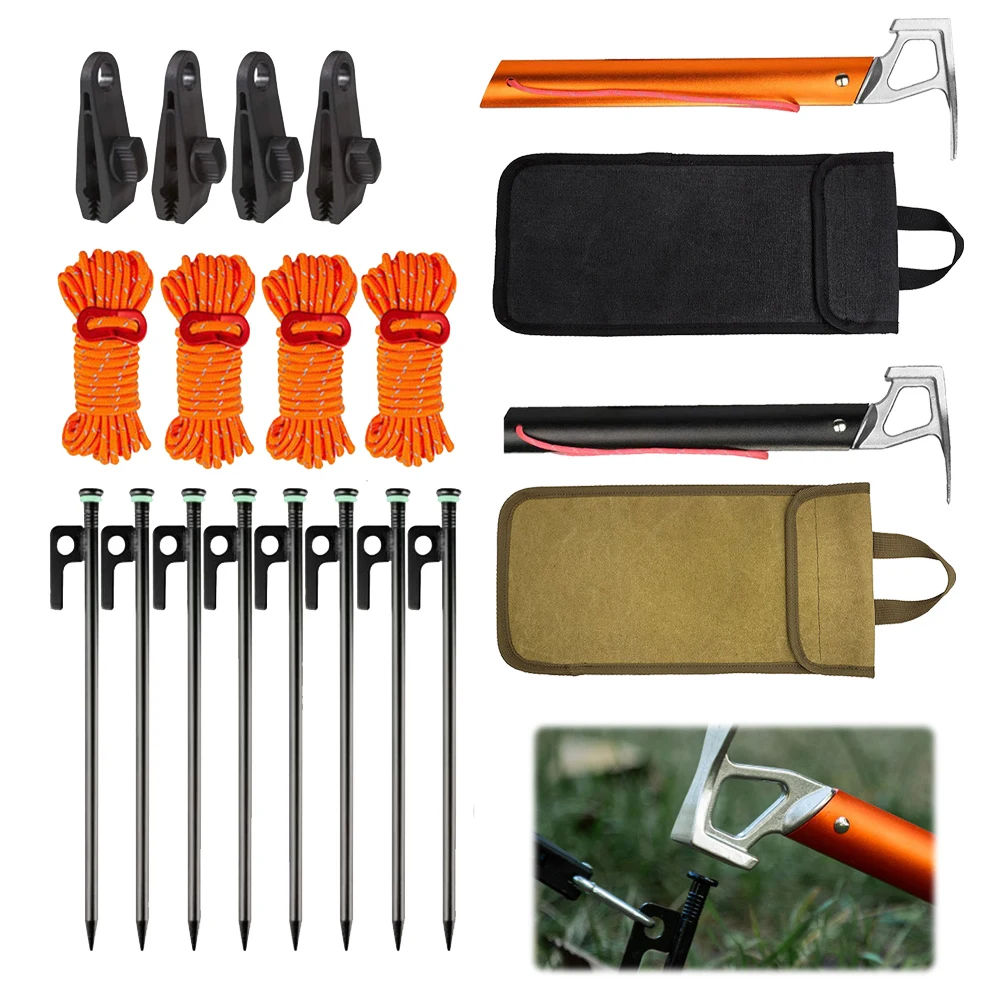 18Pcs Camping Tent Accessories Kit with Reflective Camping Rope Outdoor Camping Pegs for Tent Tarp Tent Clamps and Storage Bag
18Pcs Camping Tent Accessories Kit with Reflective Camping Rope Outdoor Camping Pegs for Tent Tarp Tent Clamps and Storage Bag