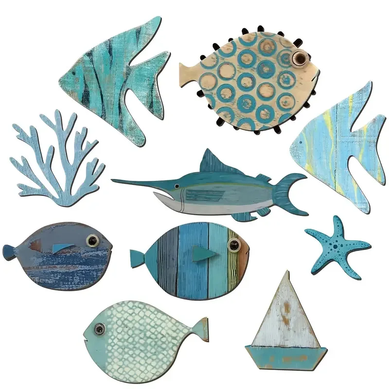 10Pcs Fish Wall Decor Wooden Fish Hanging Beach Theme Bathroom Art Nautical Coastal Ocean Living Room Home Decoration Handcraft
10Pcs Fish Wall Decor Wooden Fish Hanging Beach Theme Bathroom Art Nautical Coastal Ocean Living Room Home Decoration Handcraft