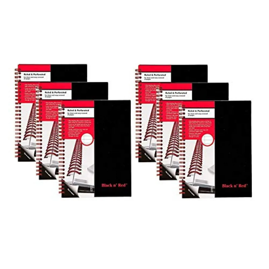 Twin Spiral Hardcover Notebook, Medium, Black/Red, 70 Ruled Sheets, Pack of 6 L67000
Twin Spiral Hardcover Notebook, Medium, Black/Red, 70 Ruled Sheets, Pack of 6 L67000